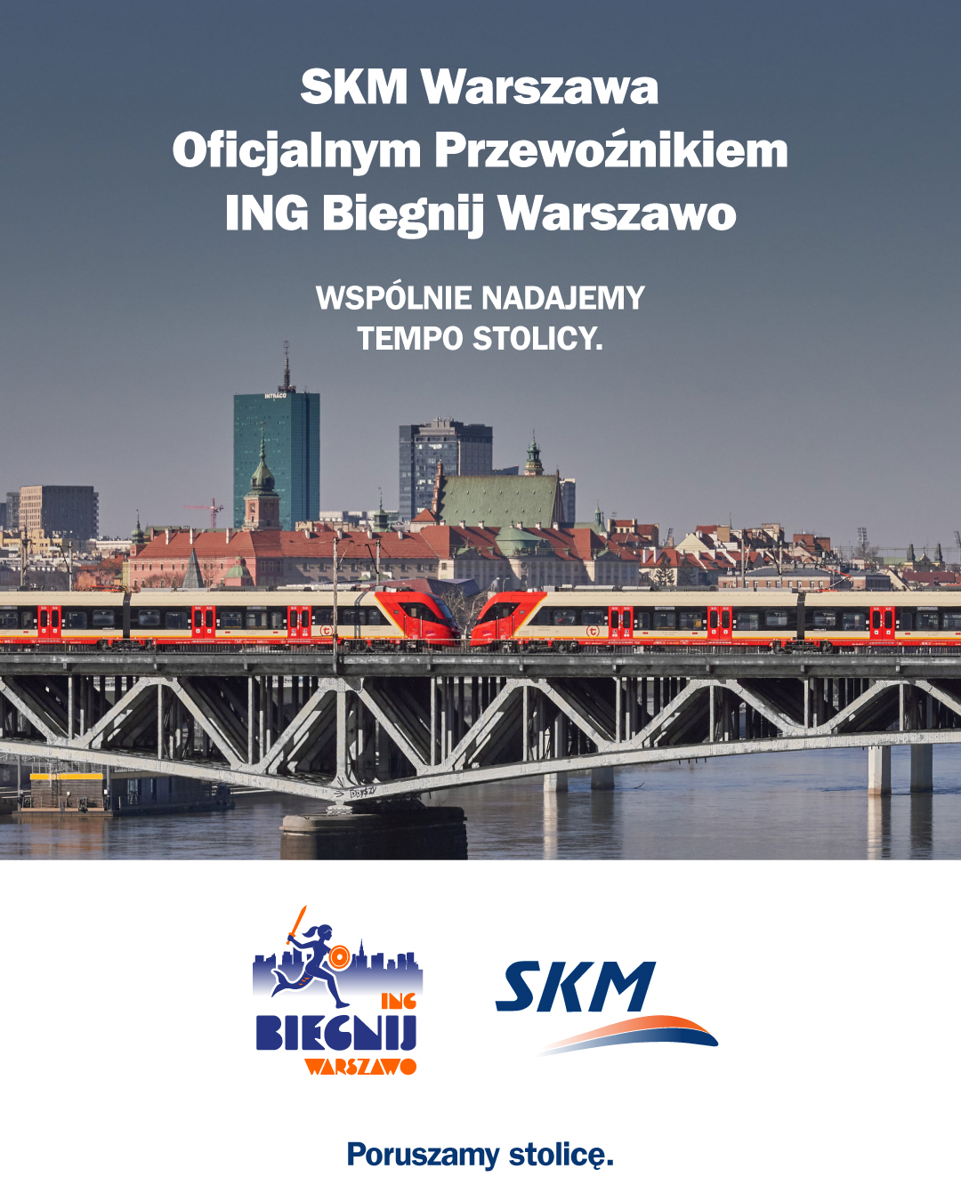 SKM Warszawa Oficjalnym Przewoźnikiem „ING Biegnij Warszawo”! Wspólnie nadajemy tempo stolicy.