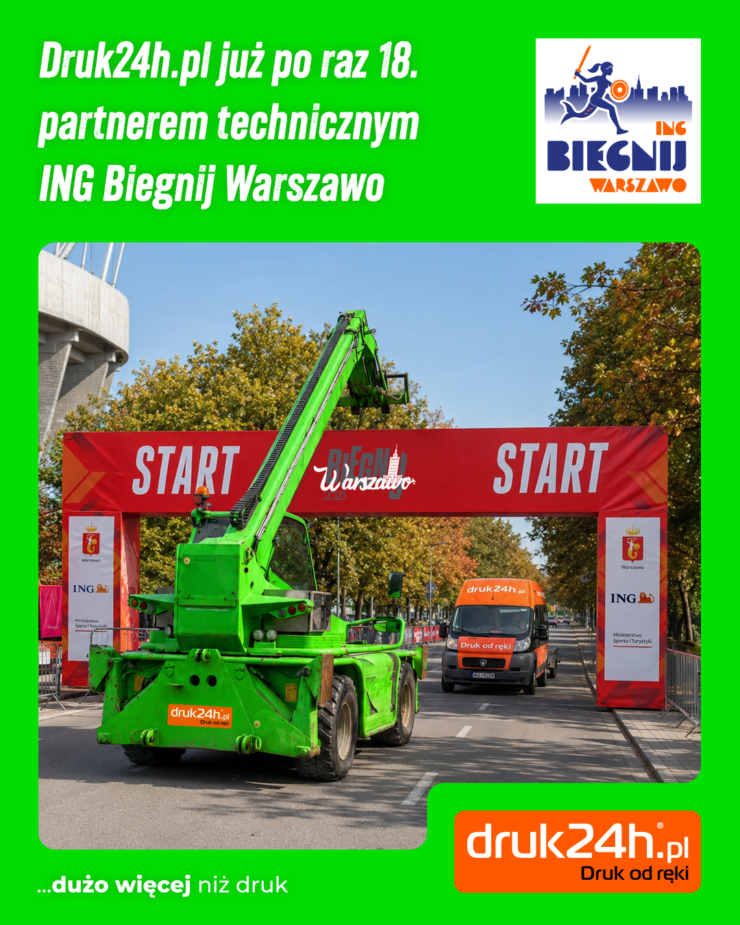 Druk24h.pl już po raz 18-ty partnerem technicznym ING Biegnij Warszawo! 🧡🏃‍♂️